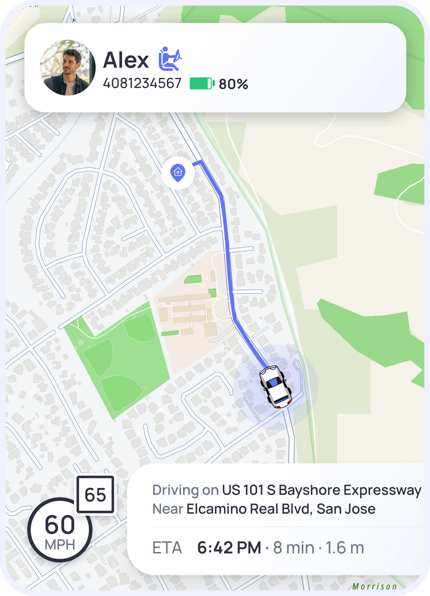 OtoZen couple tracker app showing live location and trip progress