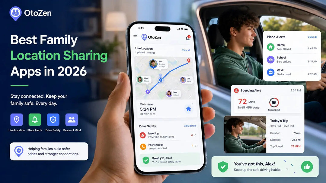 Best family location sharing apps in 2026 showing live GPS location, ETA, place alerts, and driving safety features