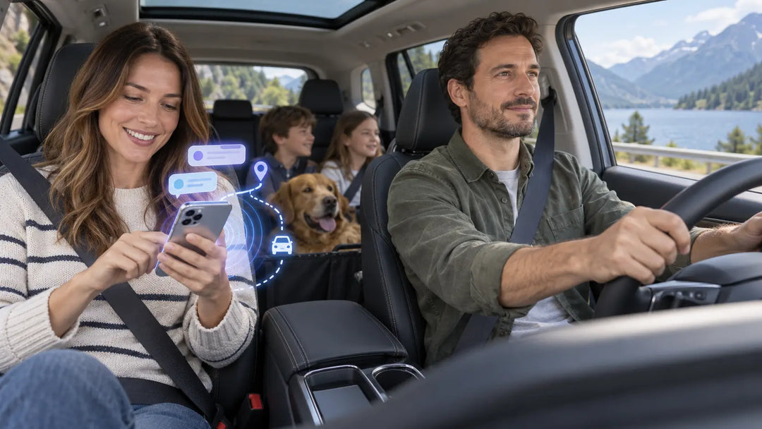  Passenger using a phone while a driving app identifies the trip as driving