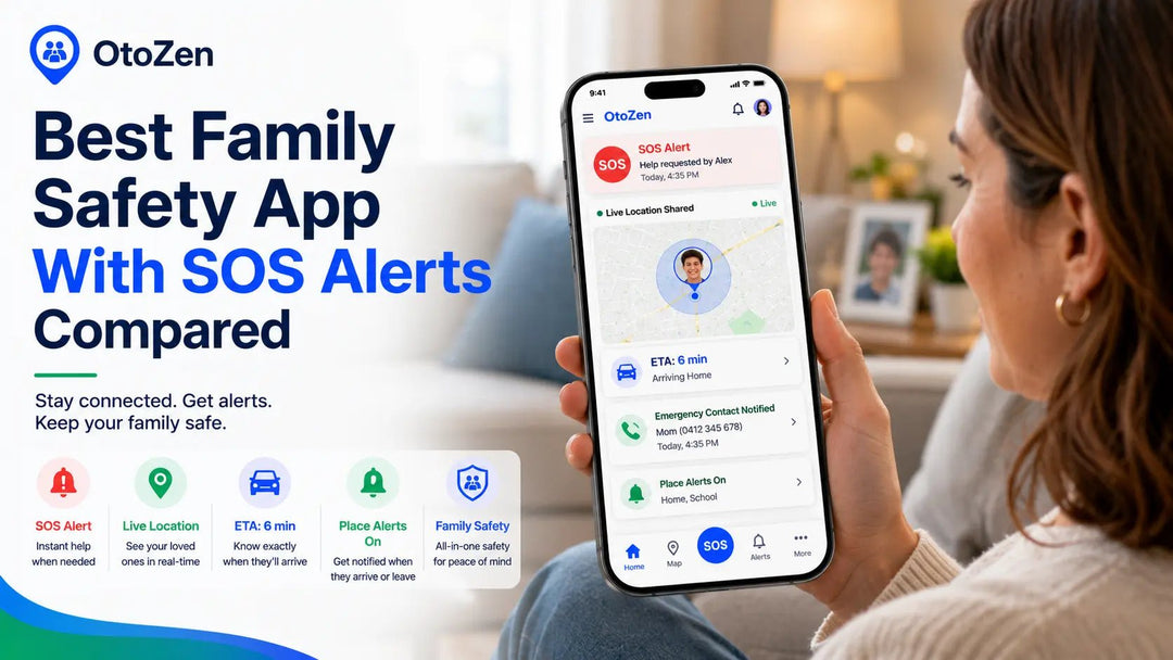 Parent receiving an SOS alert and live location from a family member using a family safety app