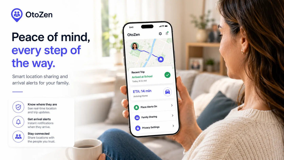 Parent reviewing family location history, ETA and place alerts on a family safety app