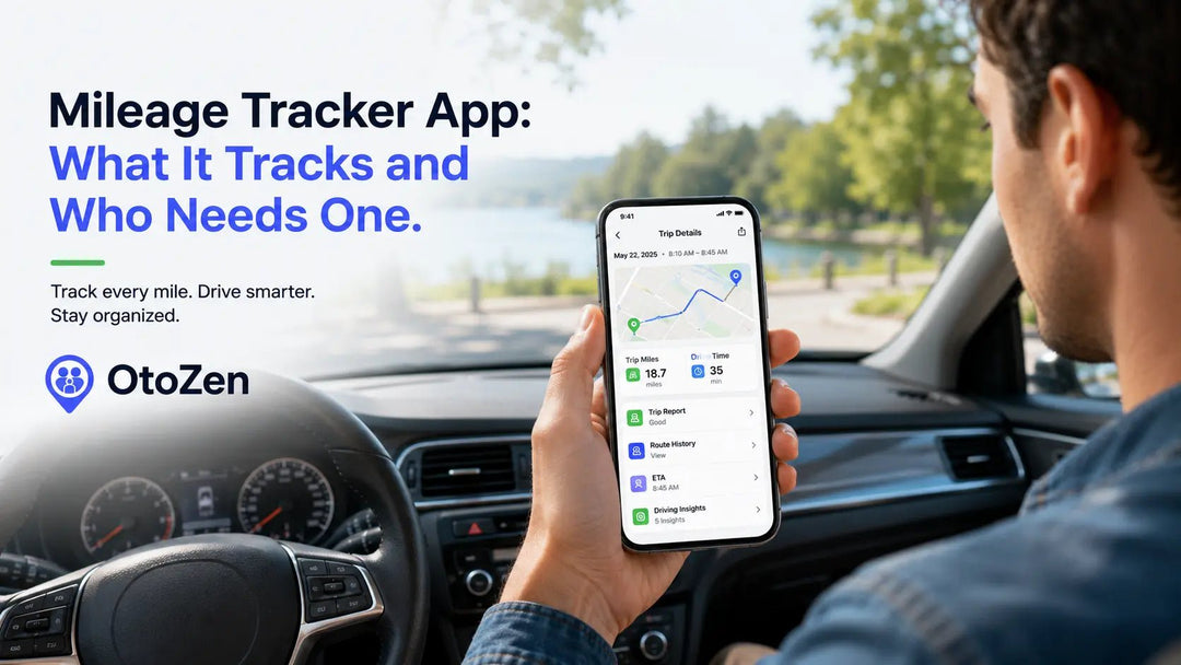 Driver reviewing trip mileage and driving history in a mileage tracker app