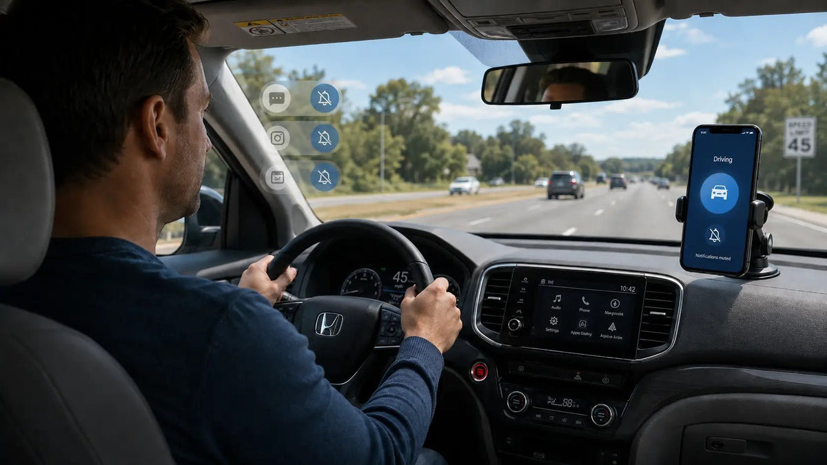 Smartphone technology helping a driver reduce distractions while driving