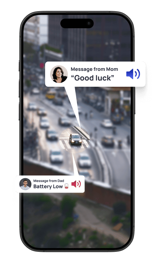 Audio message while driving app