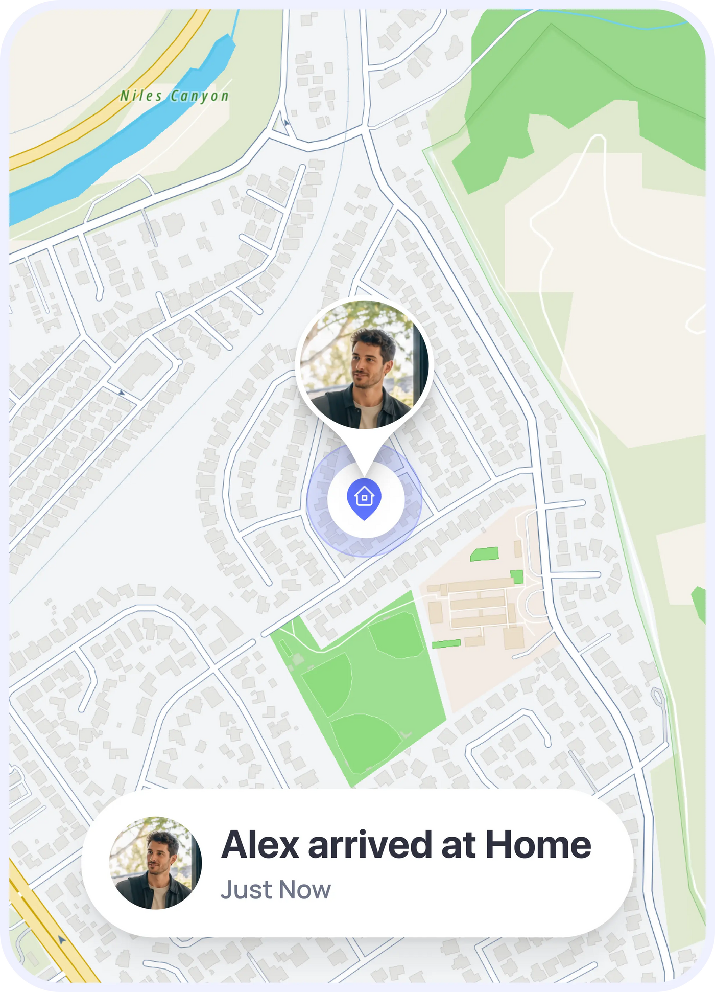 OtoZen place alert showing a partner arriving home