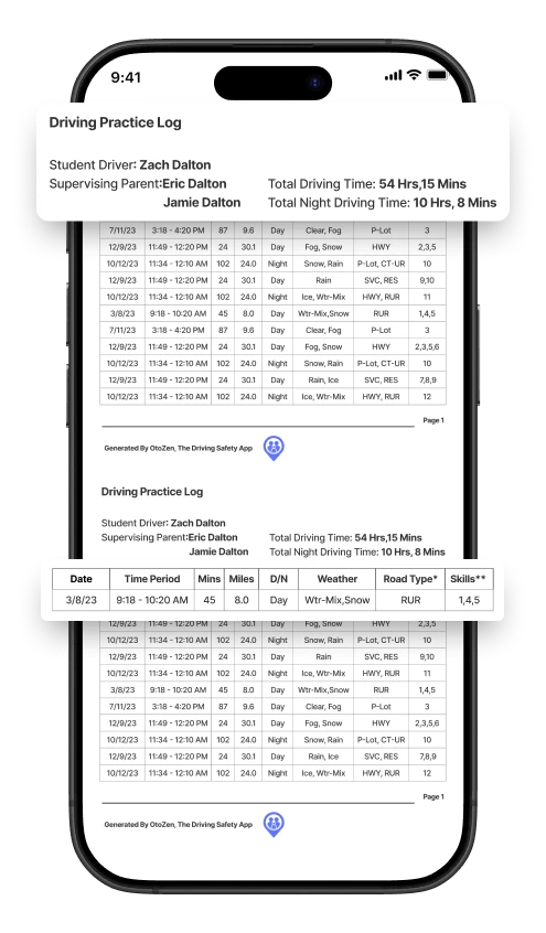 
Driving practice log app with detailed records.