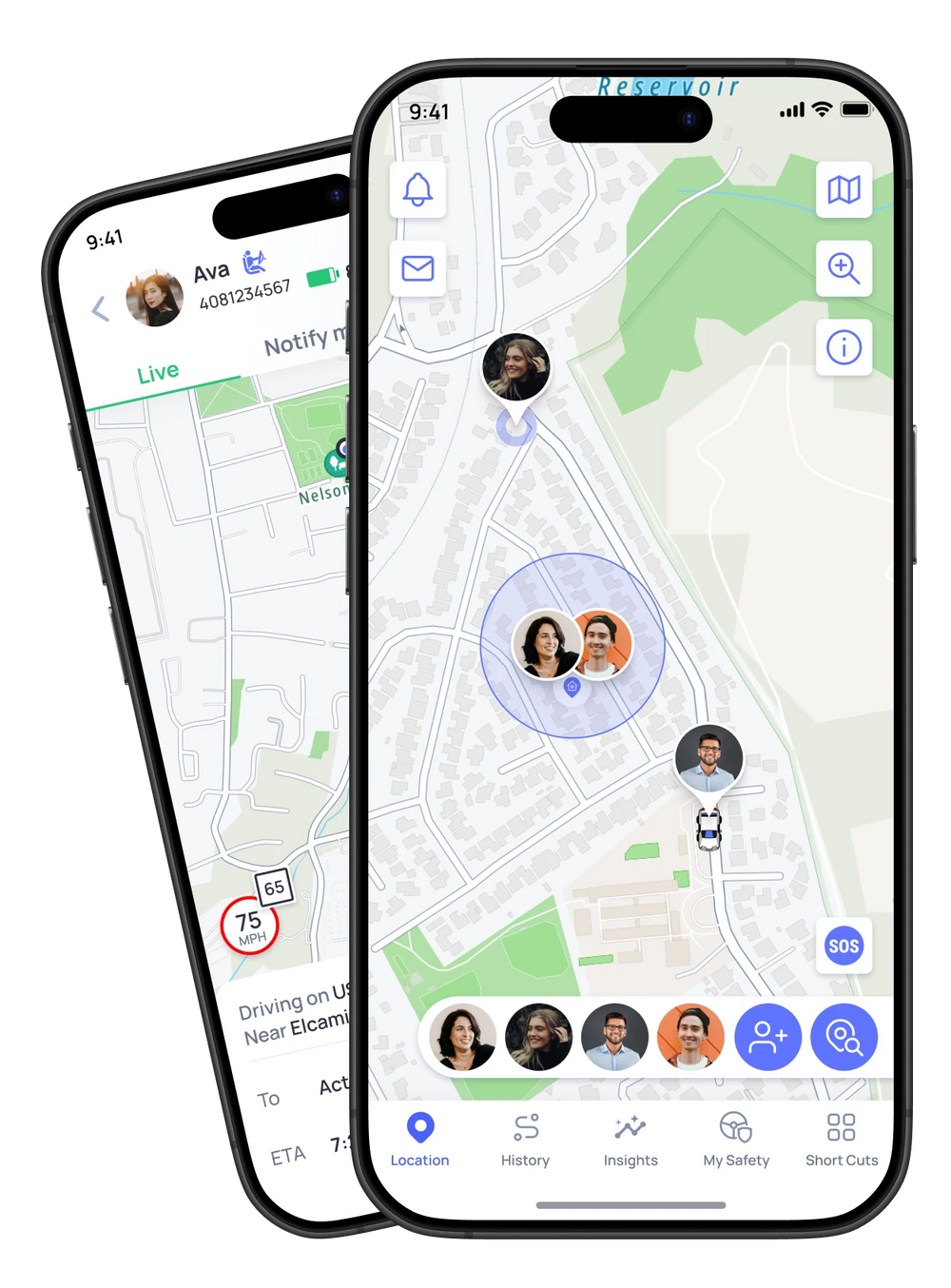 OtoZen displaying a location-based app with map and user profiles.